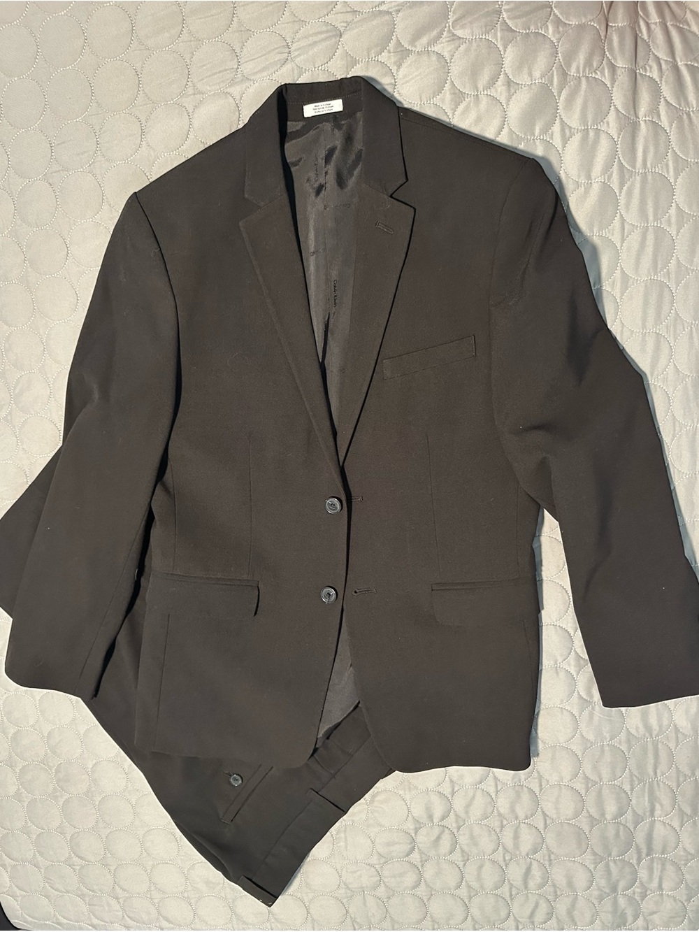 Calvin Klein Black Kids Two-Button Suit Jacket and Pants Set